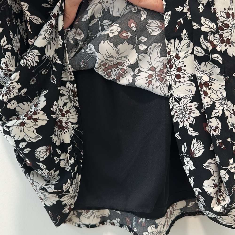 Fabrik Women’s Off The Shoulder Black Floral Mini Dress Flowery Babydoll Small - Picture 6 of 13